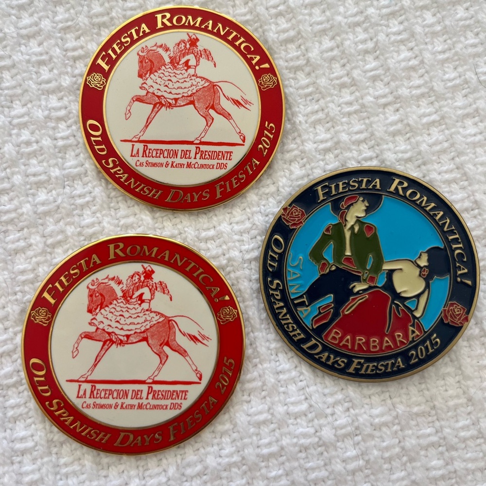 💰SALE💰 Collectible Fiesta Pins (3) From Santa Barbara’s 2015 Fiesta